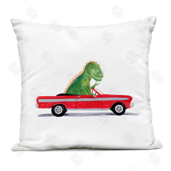 Stupell Industries Rachel Nieman | Happy Dinosaur Driving Car Printed Throw Pillow