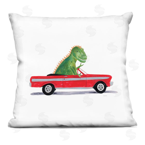 stupell industries Rachel Nieman | Happy Dinosaur Driving Car Printed Throw Pillow