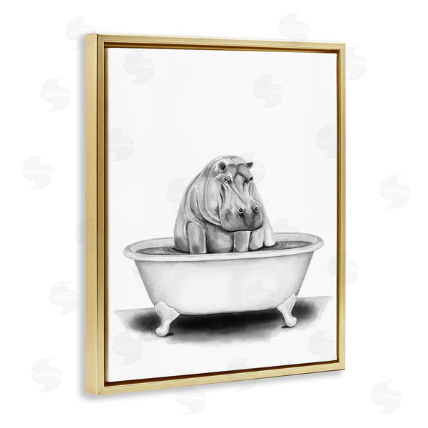 Stupell Industries Rachel Nieman | Hippo In A Tub Funny Wall Art