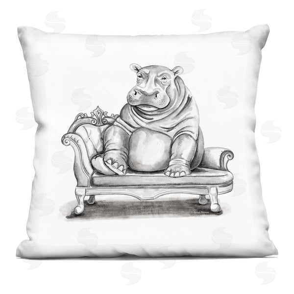 stupell industries Rachel Nieman | Hippo on Chaise Lounge Printed Throw Pillow