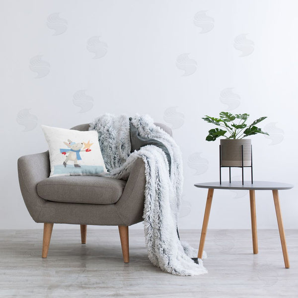 Stupell Industries Rachel Nieman | Ice Skating Bunny With Star Printed Throw Pillow