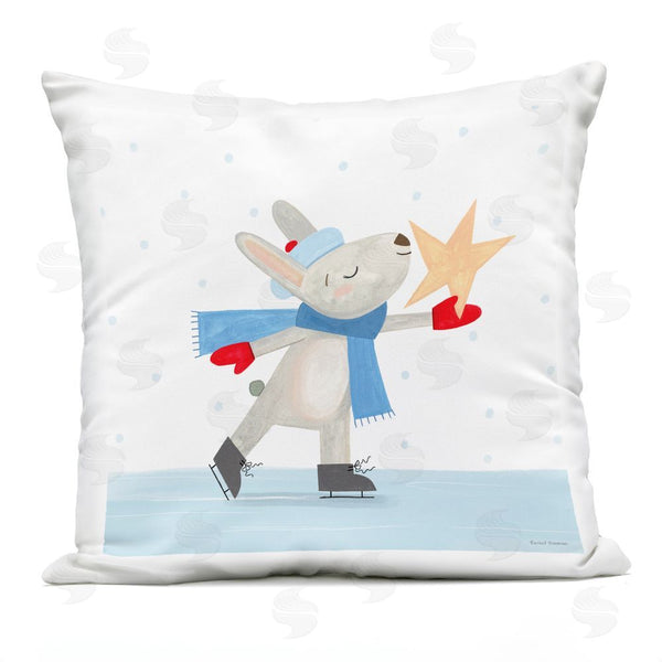 Stupell Industries Rachel Nieman | Ice Skating Bunny With Star Printed Throw Pillow