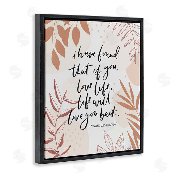 Stupell Industries Rachel Nieman | Meaningful Love Life Calligraphy Botanical Patterned Border Wall Art