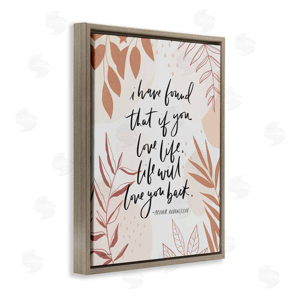 Stupell Industries Rachel Nieman | Meaningful Love Life Calligraphy Botanical Patterned Border Wall Art