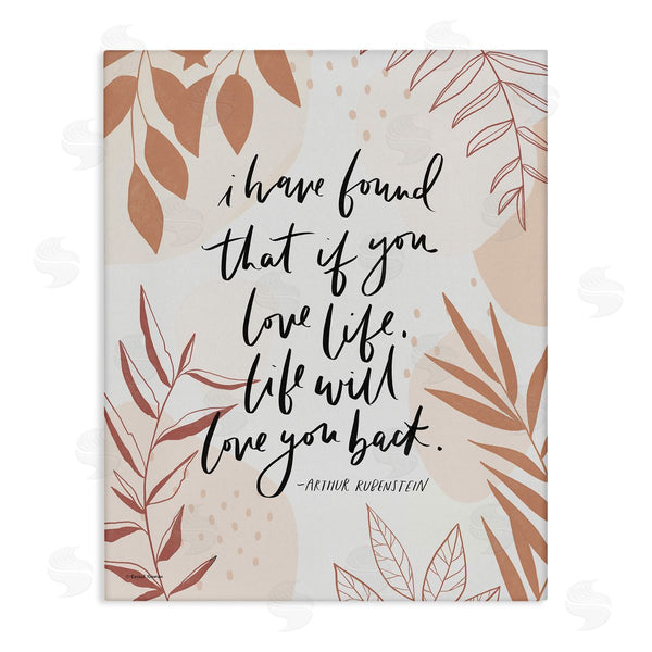 stupell industries Rachel Nieman | Meaningful Love Life Calligraphy Botanical Patterned Border Wall Art