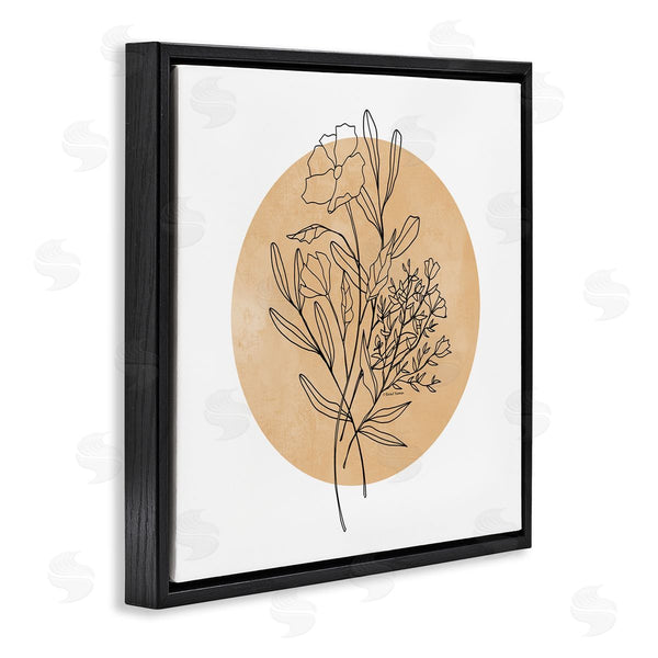 Stupell Industries Rachel Nieman | Minimal Flower Sprigs Lines Round Ochre Shape Wall Art