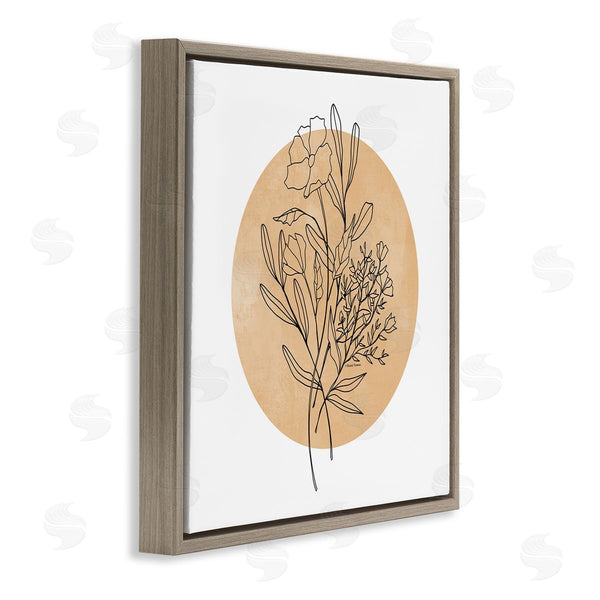 Stupell Industries Rachel Nieman | Minimal Flower Sprigs Lines Round Ochre Shape Wall Art