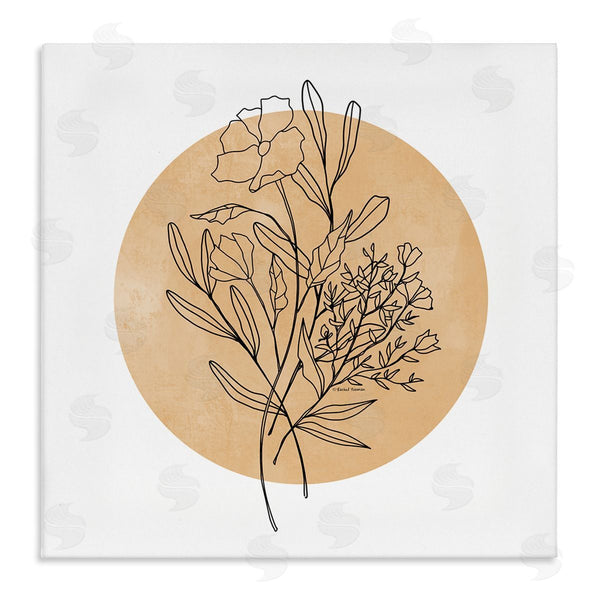 stupell industries Rachel Nieman | Minimal Flower Sprigs Lines Round Ochre Shape Wall Art