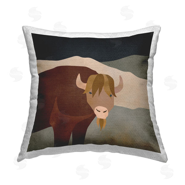 Stupell Industries Rachel Nieman | Modern Highland Cow Printed Throw Pillow
