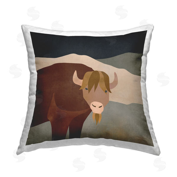 stupell industries Rachel Nieman | Modern Highland Cow Printed Throw Pillow