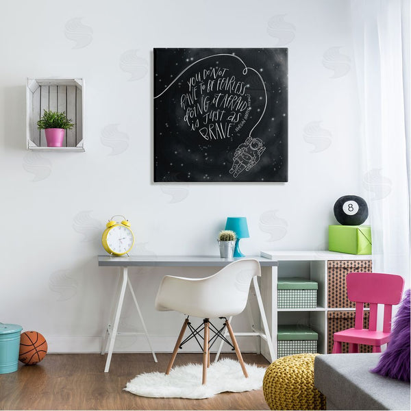 Stupell Industries Rachel Nieman | Motivational Brave Fearless Quote Astronaut Starry Sky Wall Art