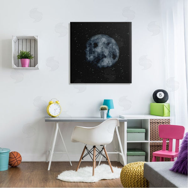 Stupell Industries Rachel Nieman | Obscured Moon Dark Starry Galaxy Watercolor Effect Wall Art