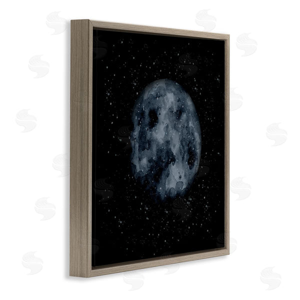 Stupell Industries Rachel Nieman | Obscured Moon Dark Starry Galaxy Watercolor Effect Wall Art