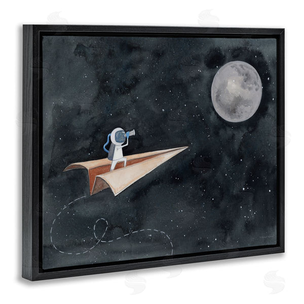 Stupell Industries Rachel Nieman | Paper Airplane Flying In Outer Space Astronaut Moon Wall Art