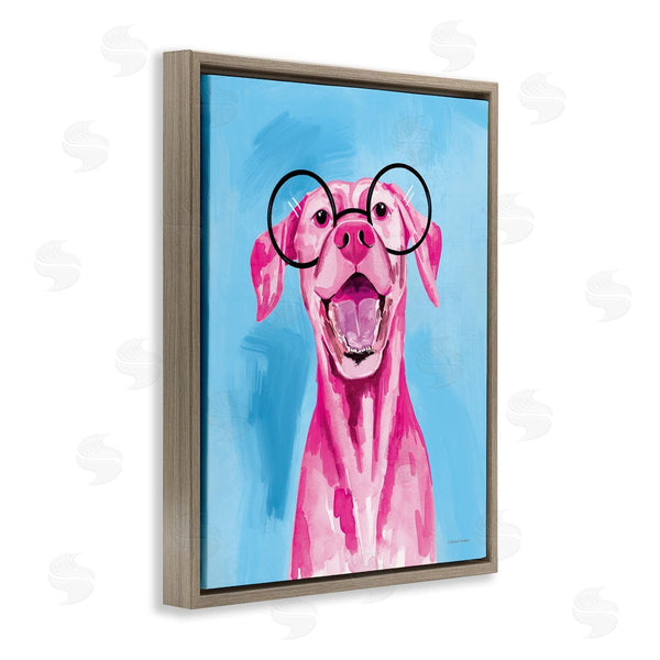 Stupell Industries Rachel Nieman | Pink & Blue Happy Dog Wall Art