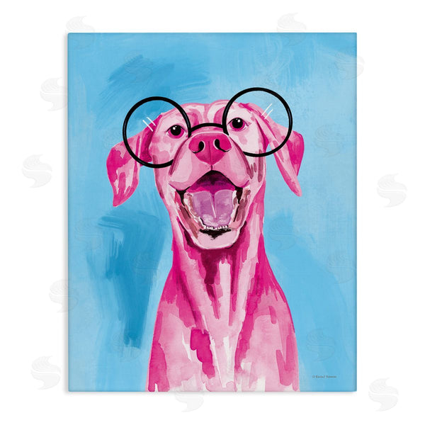 stupell industries Rachel Nieman | Pink & Blue Happy Dog Wall Art