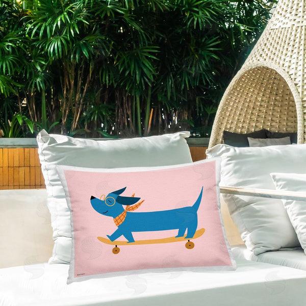 Stupell Industries Rachel Nieman | Skateboarding Wiener Dog Throw Pillow