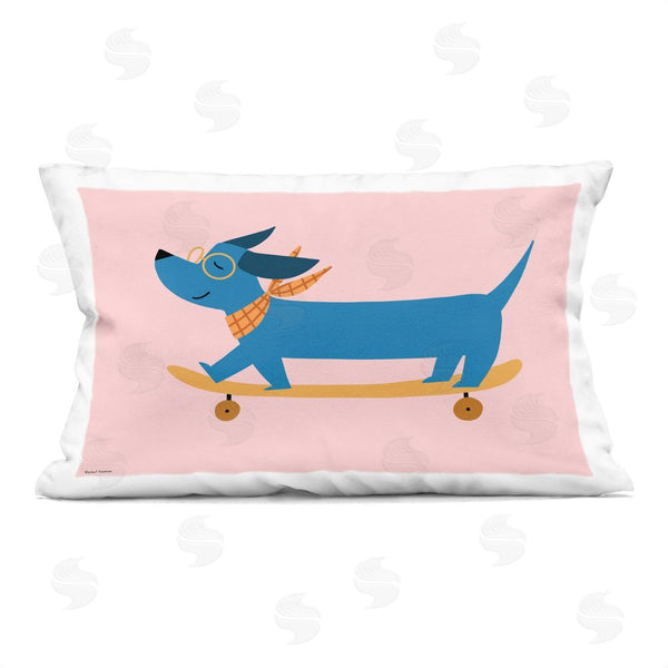 stupell industries Rachel Nieman | Skateboarding Wiener Dog Throw Pillow