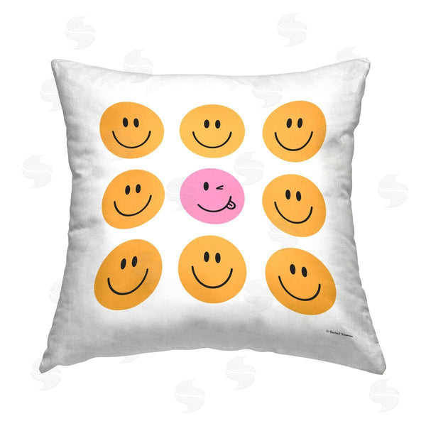 stupell industries Rachel Nieman | Smiley Face Pattern Printed Throw Pillow