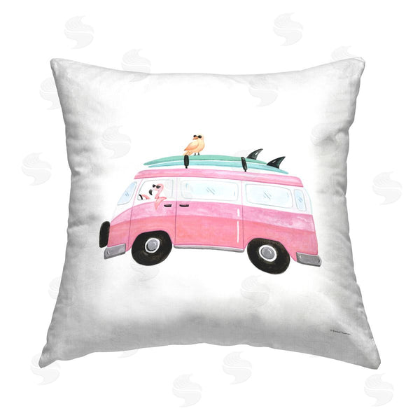 stupell industries Rachel Nieman | Summer Birds & Van Printed Throw Pillow