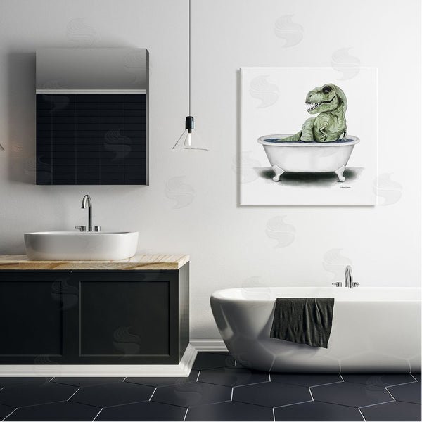 Stupell Industries Rachel Nieman | T-Rex Bathtub Fun Bathroom Wall Art
