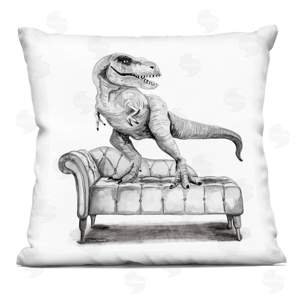 stupell industries Rachel Nieman | T-Rex on Chaise Lounge Printed Throw Pillow