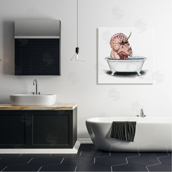 Stupell Industries Rachel Nieman | Triceratops Bathroom Dinosaur Tub Wall Art