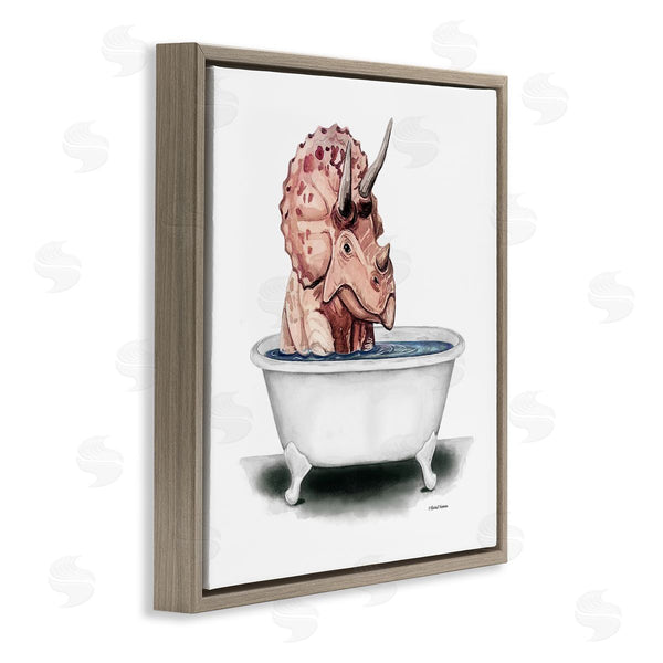 Stupell Industries Rachel Nieman | Triceratops Bathroom Dinosaur Tub Wall Art