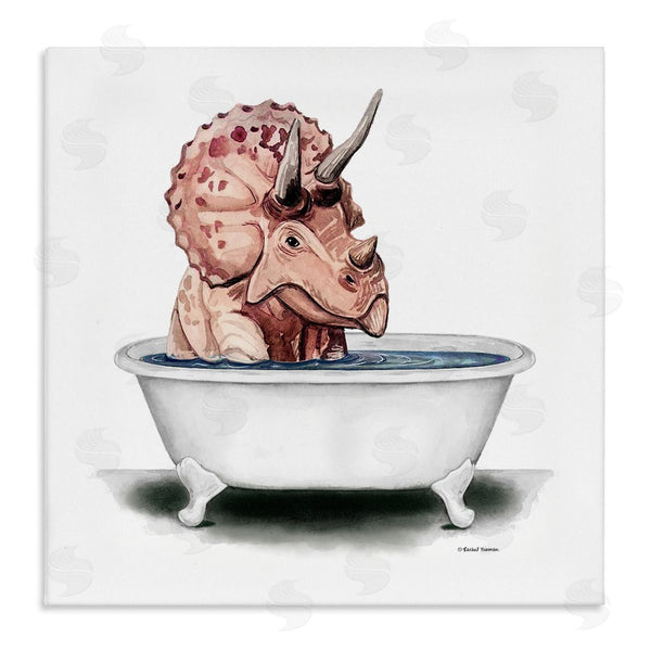 stupell industries Rachel Nieman | Triceratops Bathroom Dinosaur Tub Wall Art