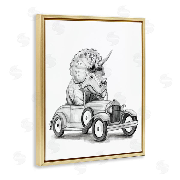 Stupell Industries Rachel Nieman | Triceratops In Vintage Vehicle