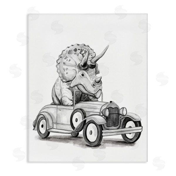 stupell industries Rachel Nieman | Triceratops in Vintage Vehicle