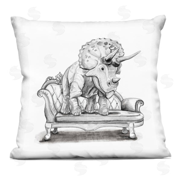 stupell industries Rachel Nieman | Triceratops on Chaise Lounge Printed Throw Pillow