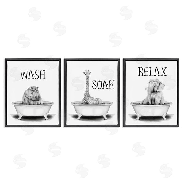 Stupell Industries Rachel Nieman | Wash Soak Relax Jungle Animals Wall Art