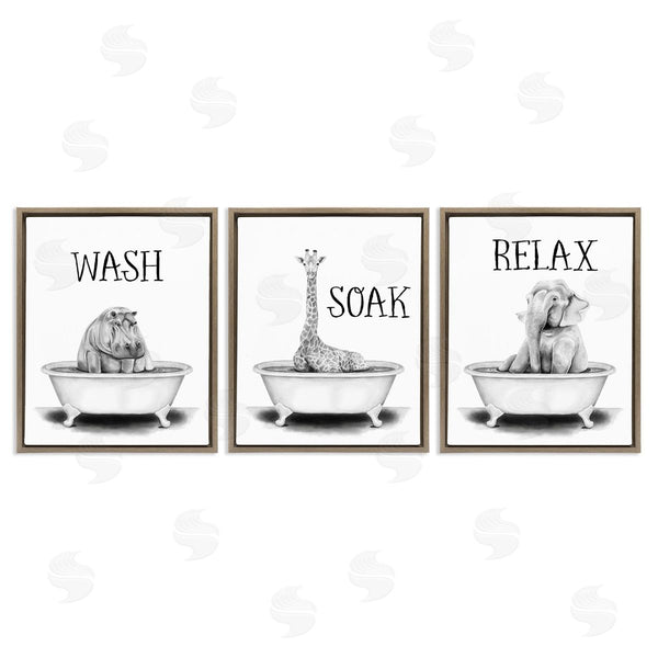 Stupell Industries Rachel Nieman | Wash Soak Relax Jungle Animals Wall Art