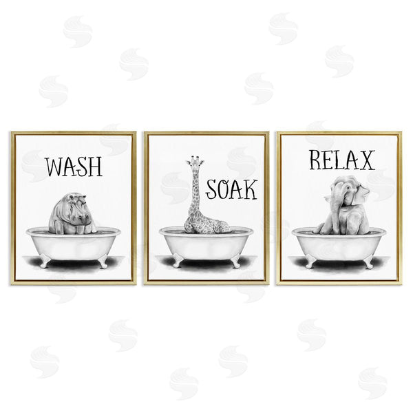 Stupell Industries Rachel Nieman | Wash Soak Relax Jungle Animals Wall Art