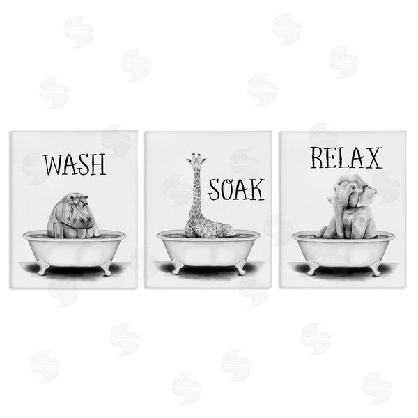 stupell industries Rachel Nieman | Wash Soak Relax Jungle Animals Wall Art