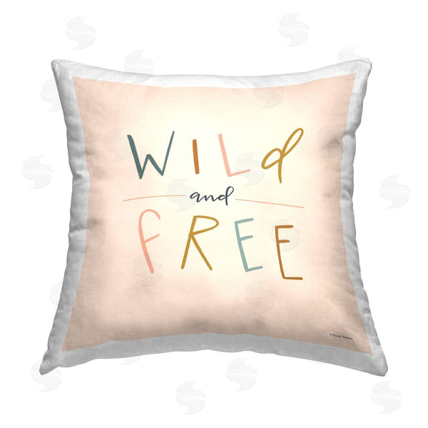 stupell industries Rachel Nieman | Wild & Free Phrase Printed Throw Pillow