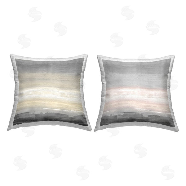 Stupell Industries Rachel Springer | Grey Gradient Abstract Landscape Printed Throw Pillow Set