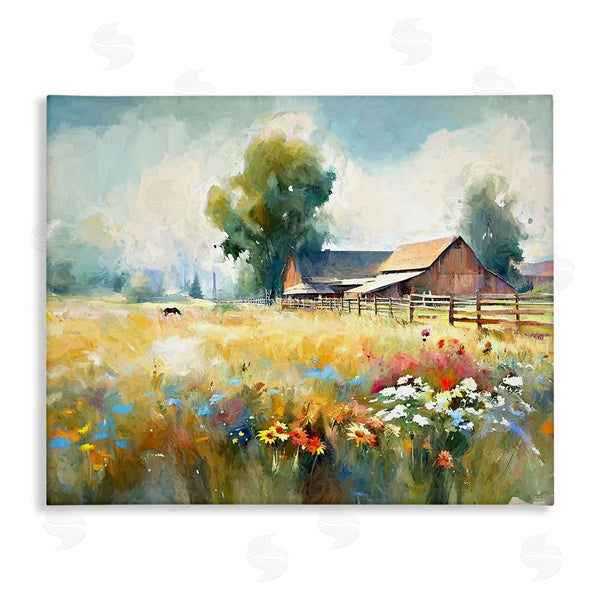 stupell industries Ramona Murdock | Barn in Meadow Painting Wall Art