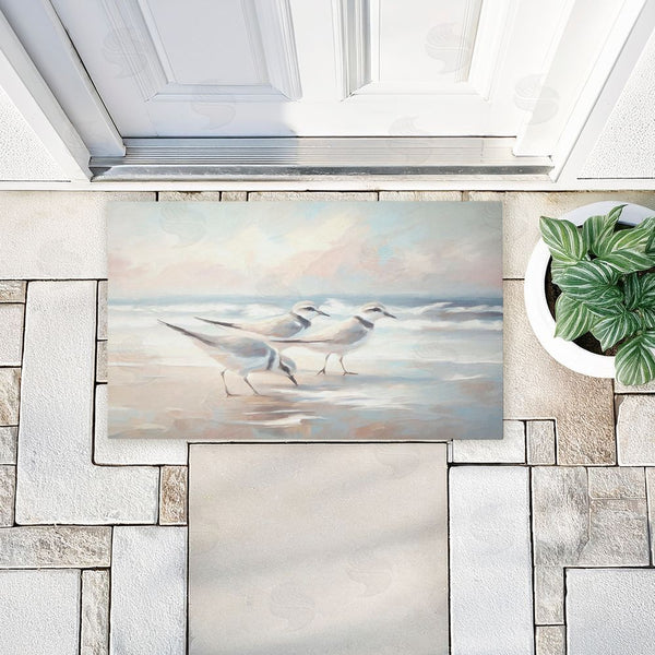 Stupell Industries Ramona Murdock | Blue Haven Bay Sandpipers Non-Woven Door Mat