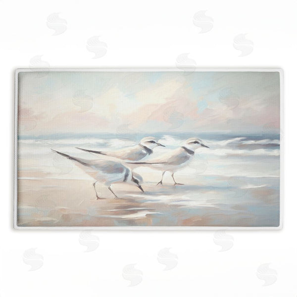 stupell industries Ramona Murdock | Blue Haven Bay Sandpipers Plush Bath Mat