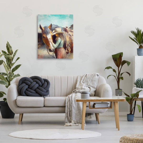 Stupell Industries Ramona Murdock | Cowgirl Petting Horse Wall Art