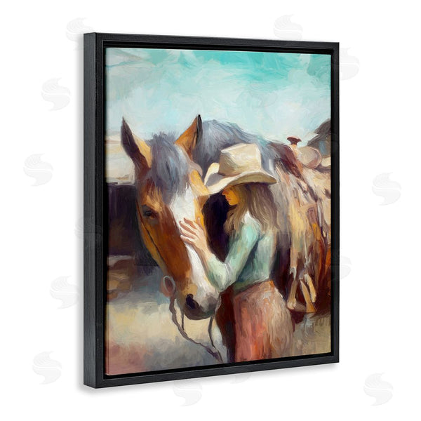 Stupell Industries Ramona Murdock | Cowgirl Petting Horse Wall Art