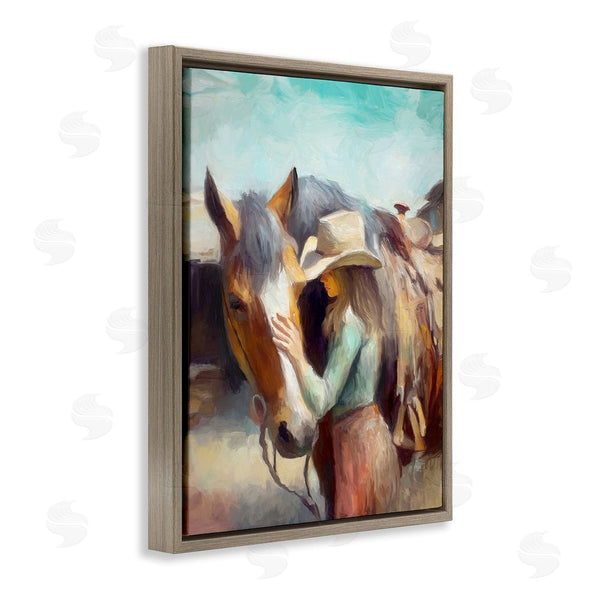 Stupell Industries Ramona Murdock | Cowgirl Petting Horse Wall Art