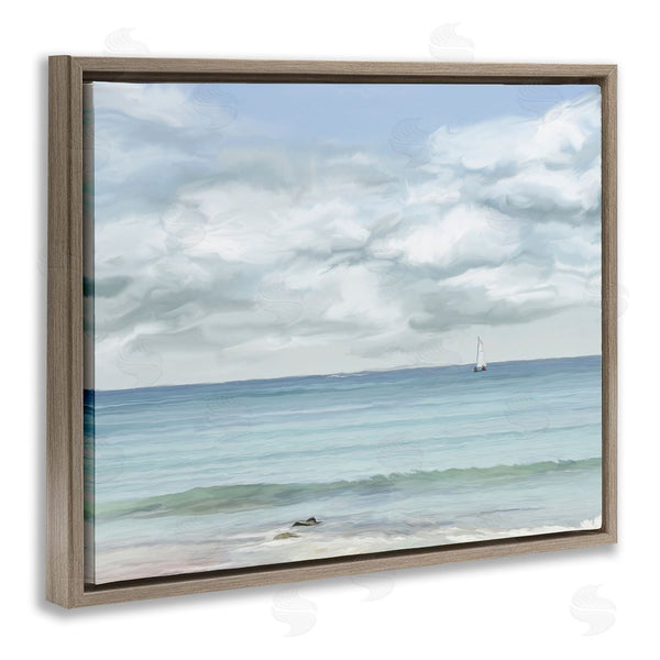Stupell Industries Ramona Murdock | Distant Sailboat Cloudy Shore Wall Art