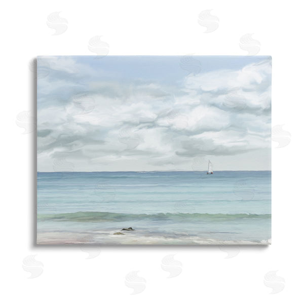 stupell industries Ramona Murdock | Distant Sailboat Cloudy Shore Wall Art