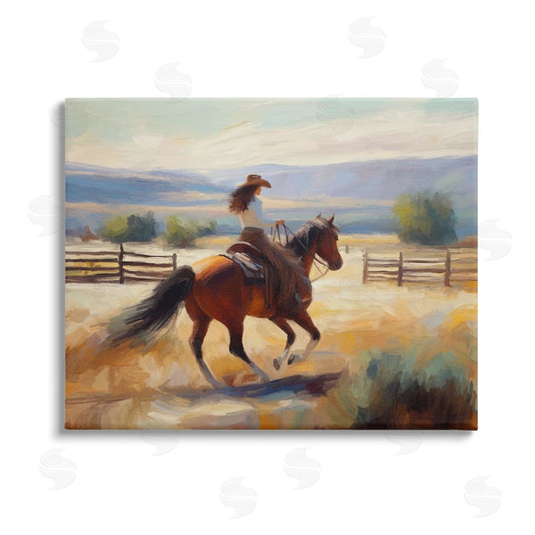 stupell industries Ramona Murdock | Galloping Cowgirl Landscape Wall Art