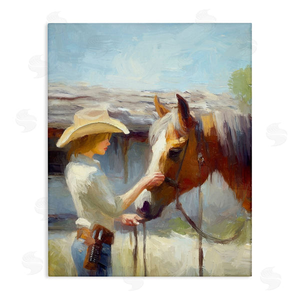 stupell industries Ramona Murdock | Girl Caring For Horse Wall Art