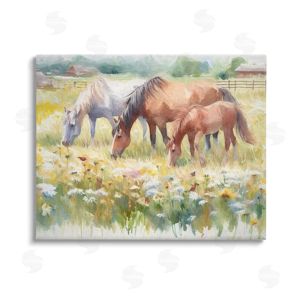 stupell industries Ramona Murdock | Grazing Horses in Meadow Wall Art