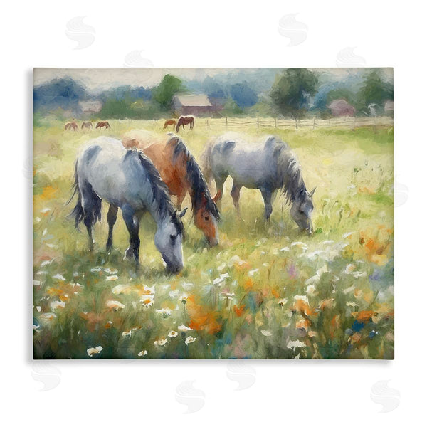 stupell industries Ramona Murdock | Grazing Horses in Pasture Wall Art
